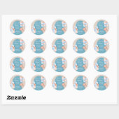 Sticker Rond Bébé garçon bleu beige ballons baby shower merci (Feuille)