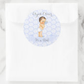 Sticker Rond Bébé Garçon Bleu Blanc & Gris (Sac)