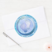 Sticker Rond Bébé Garçon Empreinte Baby shower brillant Favoris (Enveloppe)