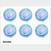 Sticker Rond Bébé Garçon Empreinte Baby shower brillant Favoris (Feuille)