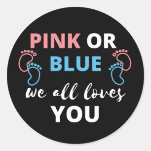 Sticker Rond Bébé Genre Révéler Les Idées Rose Ou Bleu Nous Aim