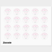 Sticker Rond Bébé gouttes rose baby shower couples (Feuille)