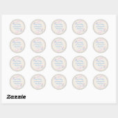Sticker Rond Bébé Grace bleu et Baby shower rose (Feuille)