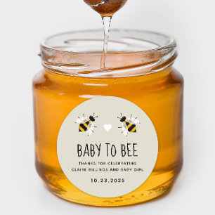 Sticker Rond Bébé gris à bee Douche de miel Favoriser