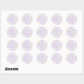 Sticker Rond Bébé Groovy Violet Daisy Checker Merci (Feuille)