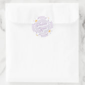 Sticker Rond Bébé Groovy Violet Daisy Checker Merci (Sac)
