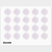 Sticker Rond Bébé Groovy Violet Daisy Damier (Feuille)