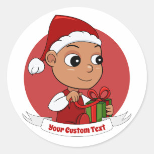 Sticker Rond Bébé hispanique mignon avec dessin animé casquette