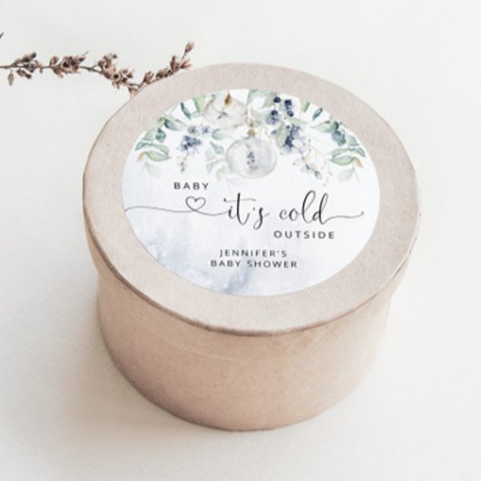 Sticker Rond Bébé il fait froid dehors Baby shower