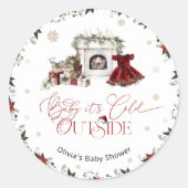 Sticker Rond Bébé il fait froid dehors Baby shower moderne (Devant)