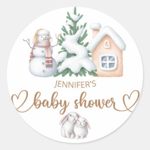 Sticker Rond Bébé il fait froid dehors du baby shower