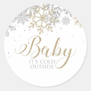 Sticker Rond Bébé il fait froid dehors Flocon de neige Baby Sho