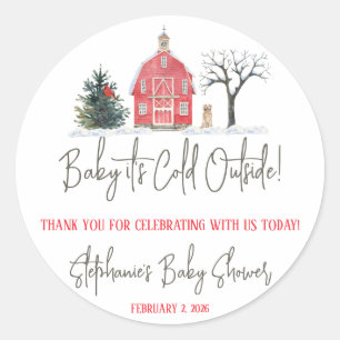 Sticker Rond Bébé Il fait froid dehors, Hiver Baby shower à thè
