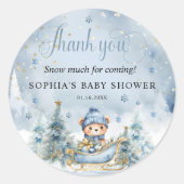 Sticker Rond Bébé Il fait froid dehors Hiver Ours Merci (Devant)