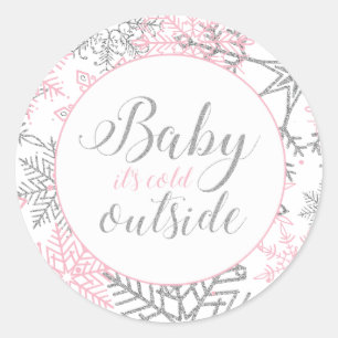 Sticker Rond Bébé il fait froid dehors Shower pour bébé flocon 