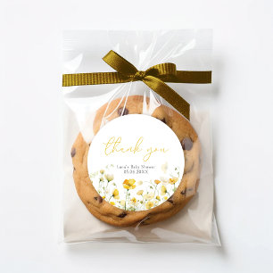 Sticker Rond Bébé Jaune En Fleur Douche Florale Favoriser Stick