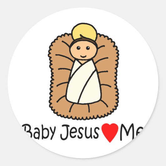 Sticker Rond Bébé Jésus Coeur (Amours) Moi (Devant)