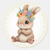 Sticker Rond Bébé Lapin (Devant)