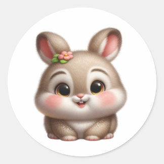 Sticker Rond Bébé lapin