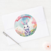 Sticker Rond Bébé lapin au printemps (Enveloppe)
