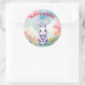 Sticker Rond Bébé lapin au printemps (Sac)