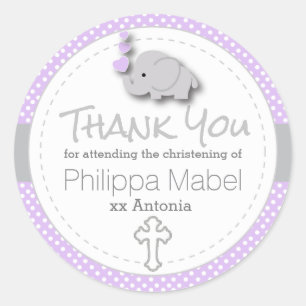 Sticker Rond Bébé mauve, blanc, gris 🐘 Eléphant
