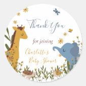 Sticker Rond Bébé mignon Animaux Baby shower Floral (Devant)