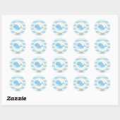 Sticker Rond Bébé mignon Baleine Bleue; Bandes (Feuille)