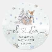 Sticker Rond Bébé mignon Cerf d'hiver bleu (Devant)