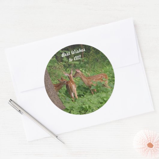 Sticker Rond Bébé mignon Cerf Meilleurs voeux (Enveloppe)