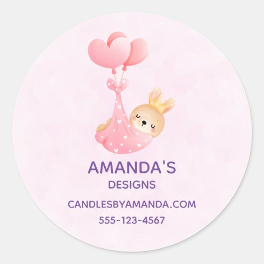 Sticker Rond Bébé mignon dans une couverture de coeur affaires (Devant)