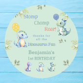 Sticker Rond Bébé mignon Dinosaur 1er anniversaire Merci