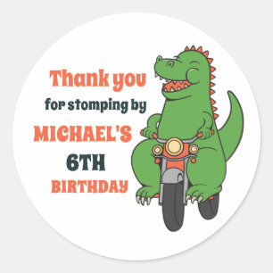 Sticker Rond Bébé mignon Dinosaur Ride Vélo Anniversaire de enf