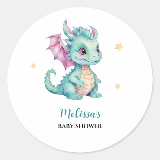 Sticker Rond Bébé mignon Dragon (Devant)
