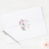 Sticker Rond Bébé mignon éléphant avec ballons Baby shower fill (Enveloppe)