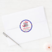 Sticker Rond Bébé mignon éléphant avec Zoo Joyeux Noël (Enveloppe)