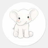 Sticker Rond Bébé mignon Eléphant Calf Aquarelle Imprimer Stick (Devant)