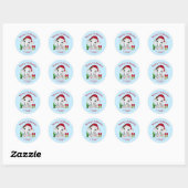 Sticker Rond Bébé mignon éléphant Joyeux Noël bleu (Feuille)