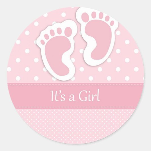 Sticker Rond Bébé mignon Empreintes Fille Adorable Motif Douche (Devant)