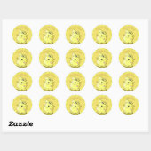 Sticker Rond Bébé mignon en caricature jaune éléphant - Merci (Feuille)
