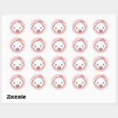 Sticker Rond Bébé mignon fille Baby shower rose (Feuille)