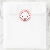 Sticker Rond Bébé mignon fille Baby shower rose (Sac)