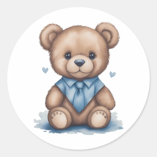 Sticker Rond Bébé mignon Ours en peluche (Devant)