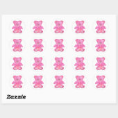 Sticker Rond Bébé mignon Ours En Rose Texte Personnalisé (Feuille)