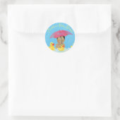 Sticker Rond Bébé mignon Pluie Caoutchouc Baby shower parapluie (Sac)