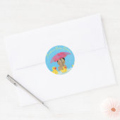 Sticker Rond Bébé mignon Pluie Caoutchouc Baby shower parapluie (Enveloppe)