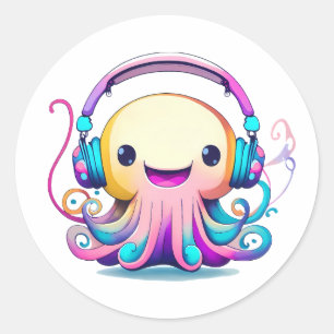 Sticker Rond Bébé mignon poulpe