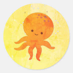 Sticker Rond Bébé mignon poulpe Cartoon