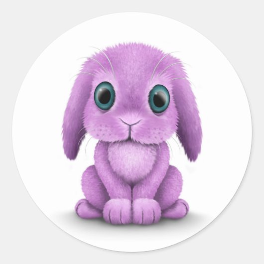 Sticker Rond Bébé mignon pourpre sur blanc (Devant)