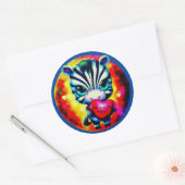Sticker Rond Bébé mignon Zebra avec coeur (Enveloppe)